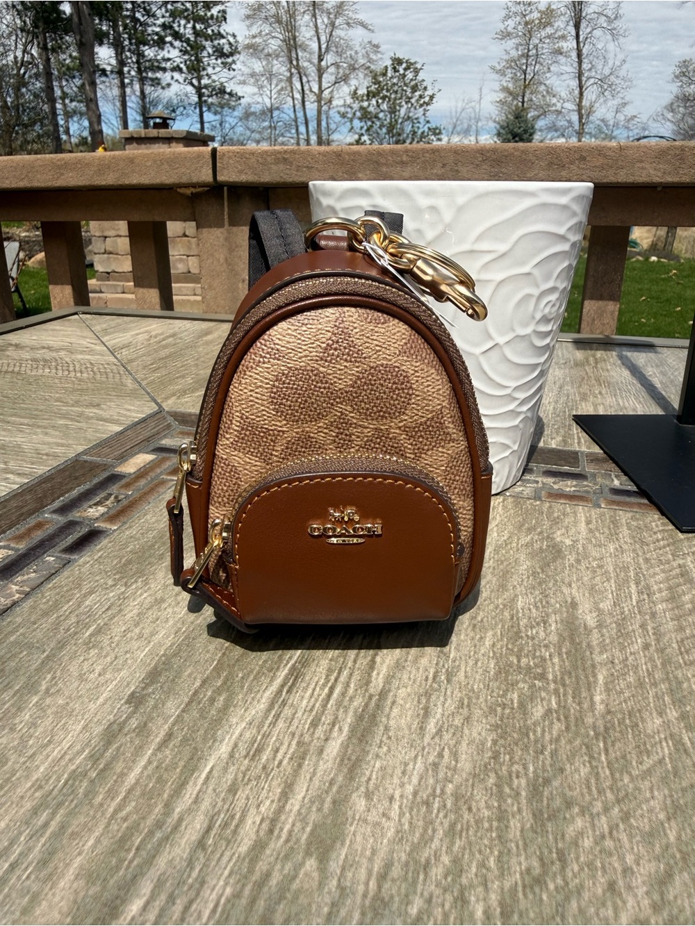 NWT Coach Mini Court Backpack Bag Charm Signature Canvas - Picture 4 of 12